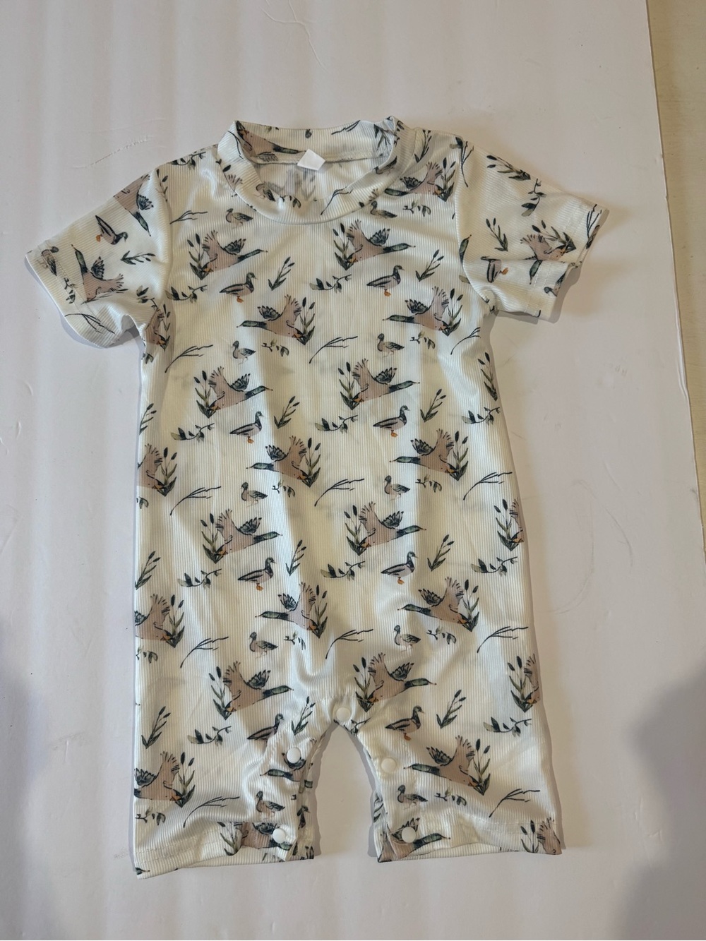 Infant Mallard pattern Short Sleeve One-Piece Romper